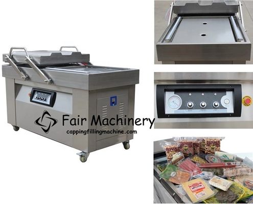 60Hz 3PH Double Chamber Vacuum Packing Machine , SGS Thermoforming Vacuum Packaging Machine
