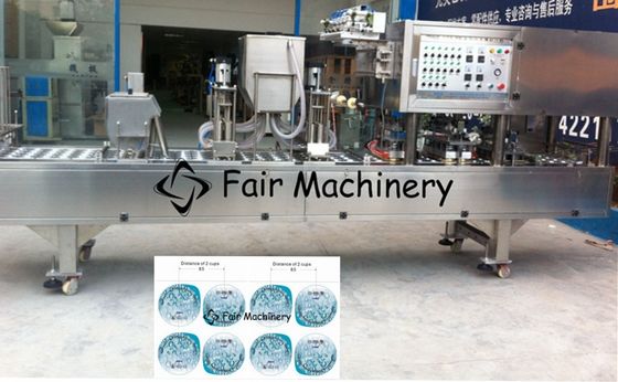 7.5KW 5400B/H Cup Filling Sealing Machine For Liquid Water Plastic 6 Cups 380V