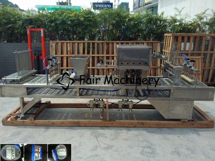 PLC ISO PET Jar Sealing Machine , 0.2CBM/Min 1PH Yogurt Cup Sealing Machine